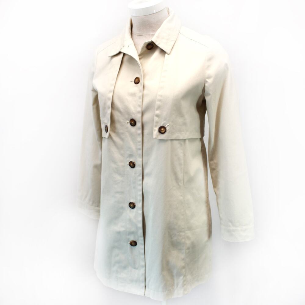 Garnet Hill Milk White Coat Jacket Size 14 Outdoor Buttons Minimalist Casual